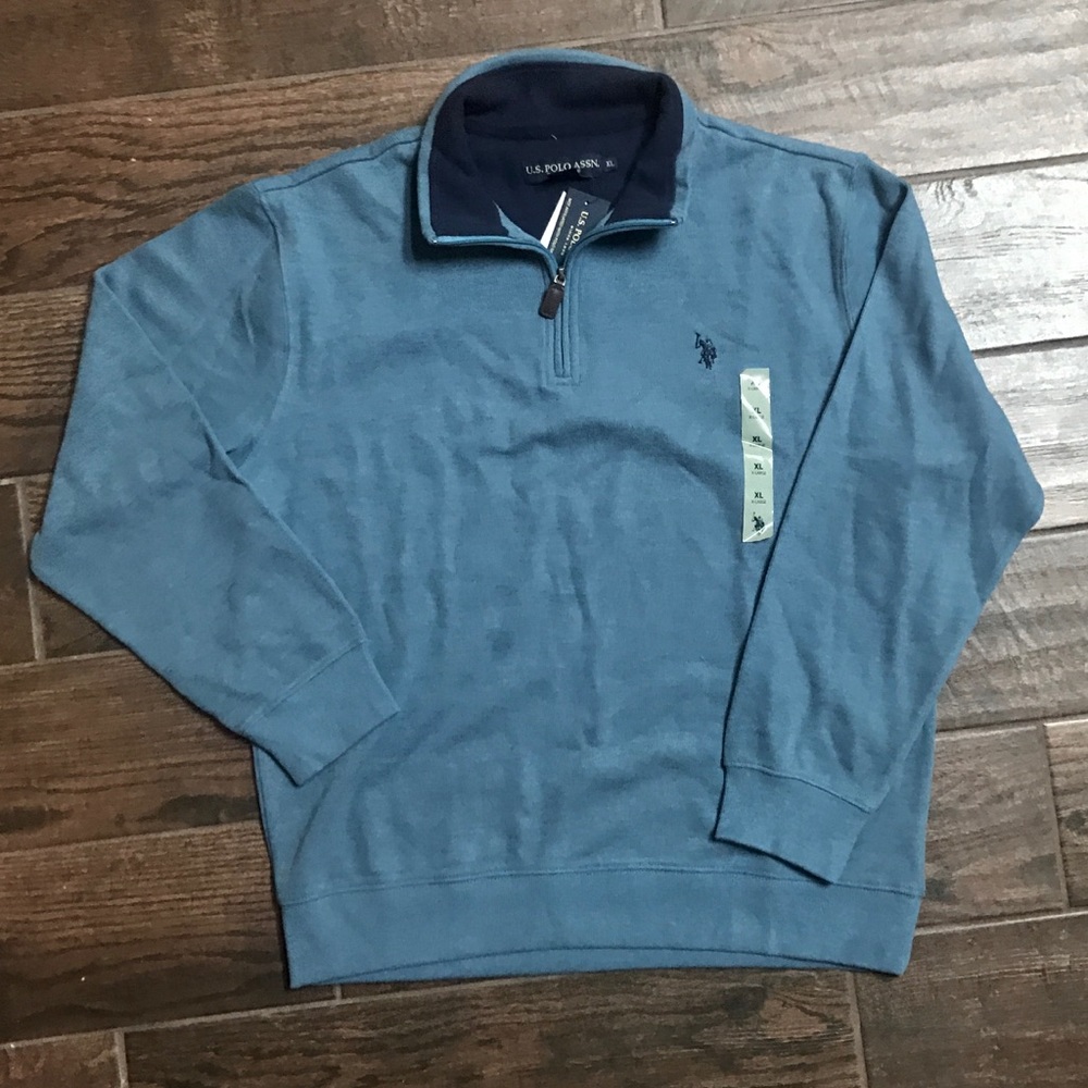 NWT Polo Men's 3/4 Zip Blue Sweater XL